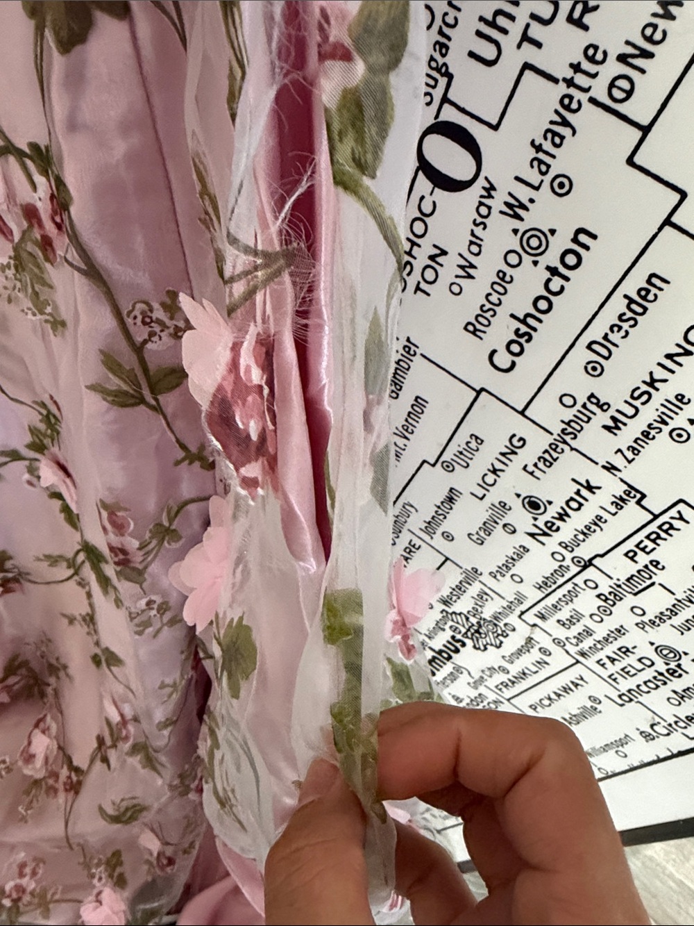 Cider Pink Floral Embroidered Garden Party Dress with FLAW (swipe to see) - Picture 7 of 7